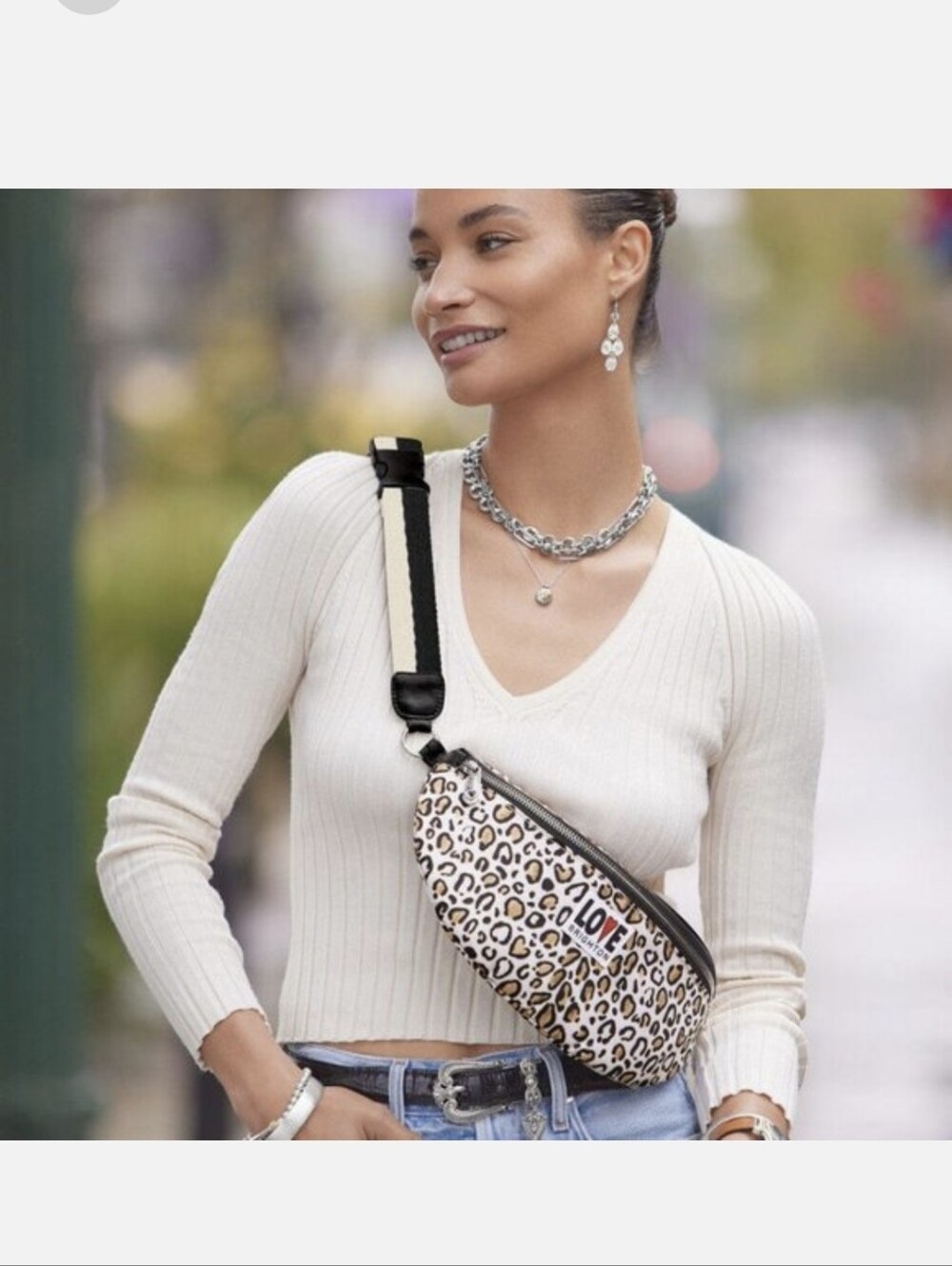Brighton Leopard Print Mini Crossbody Belt Bag - Black & Beige